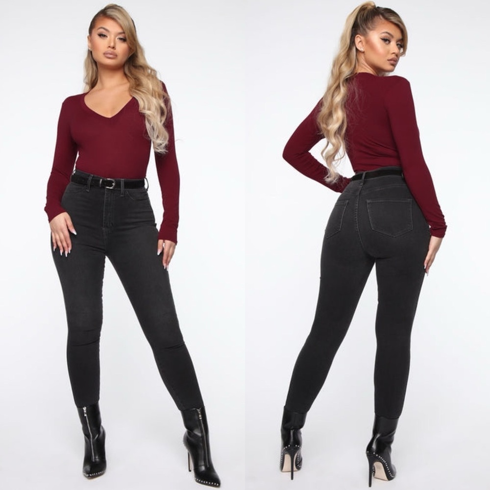 Fashion Nova Women's Voted Most Liked Bodysuit Top Shirt Size XL Wine Brand New - Picture 2 of 8
